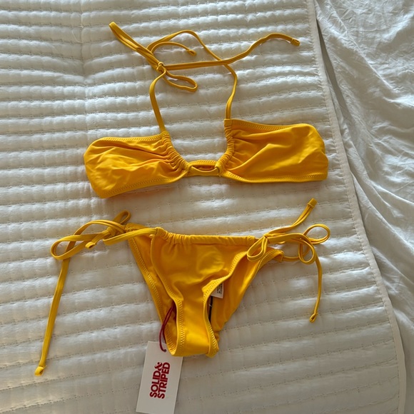 Solid and Stripes Yellow/Orange Bikini - Picture 1 of 7